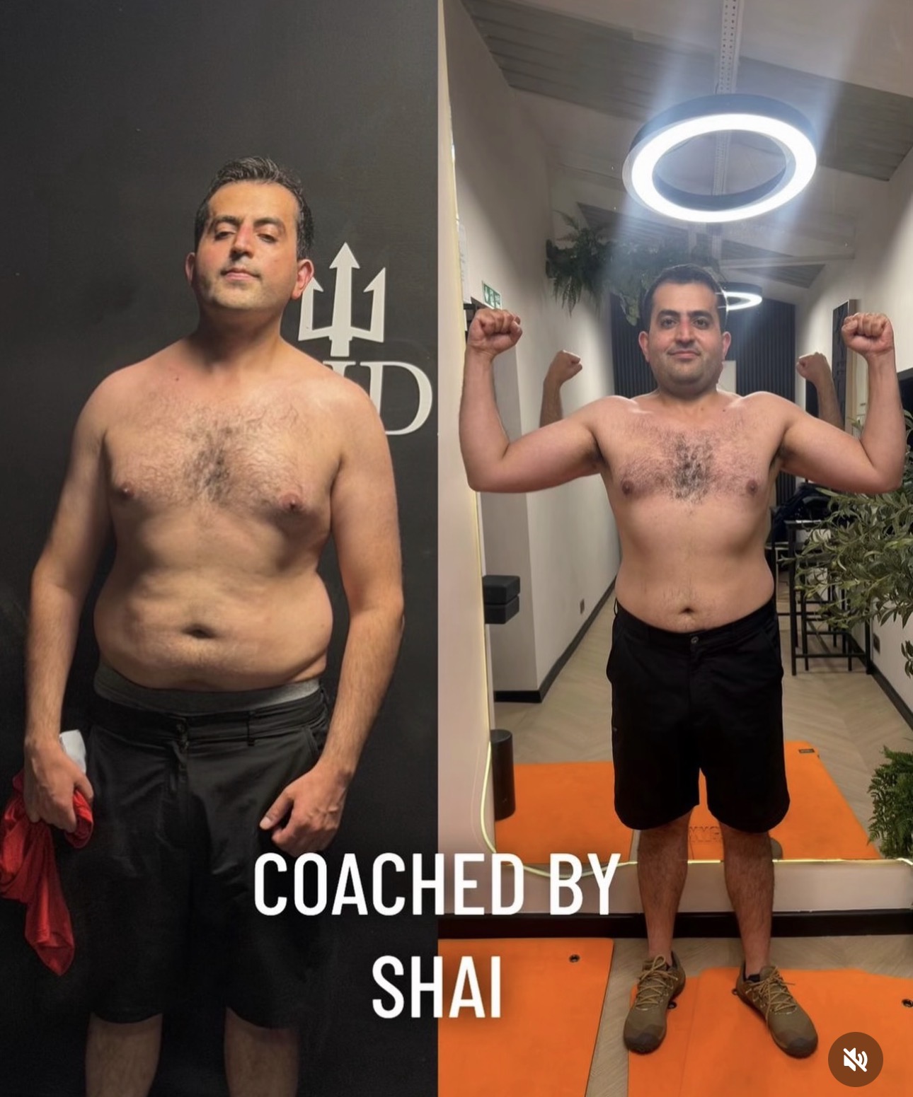 Before and after of a client coached by Shai